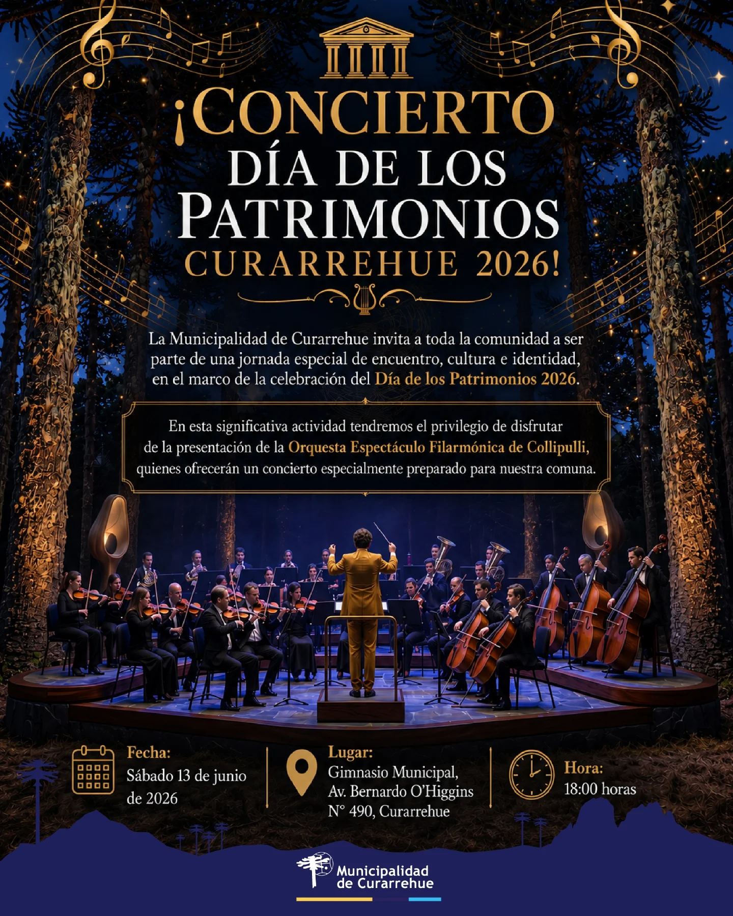 CONCIERTO DÍA DE LOS PATRIMONIOS CURARREHUE 2026